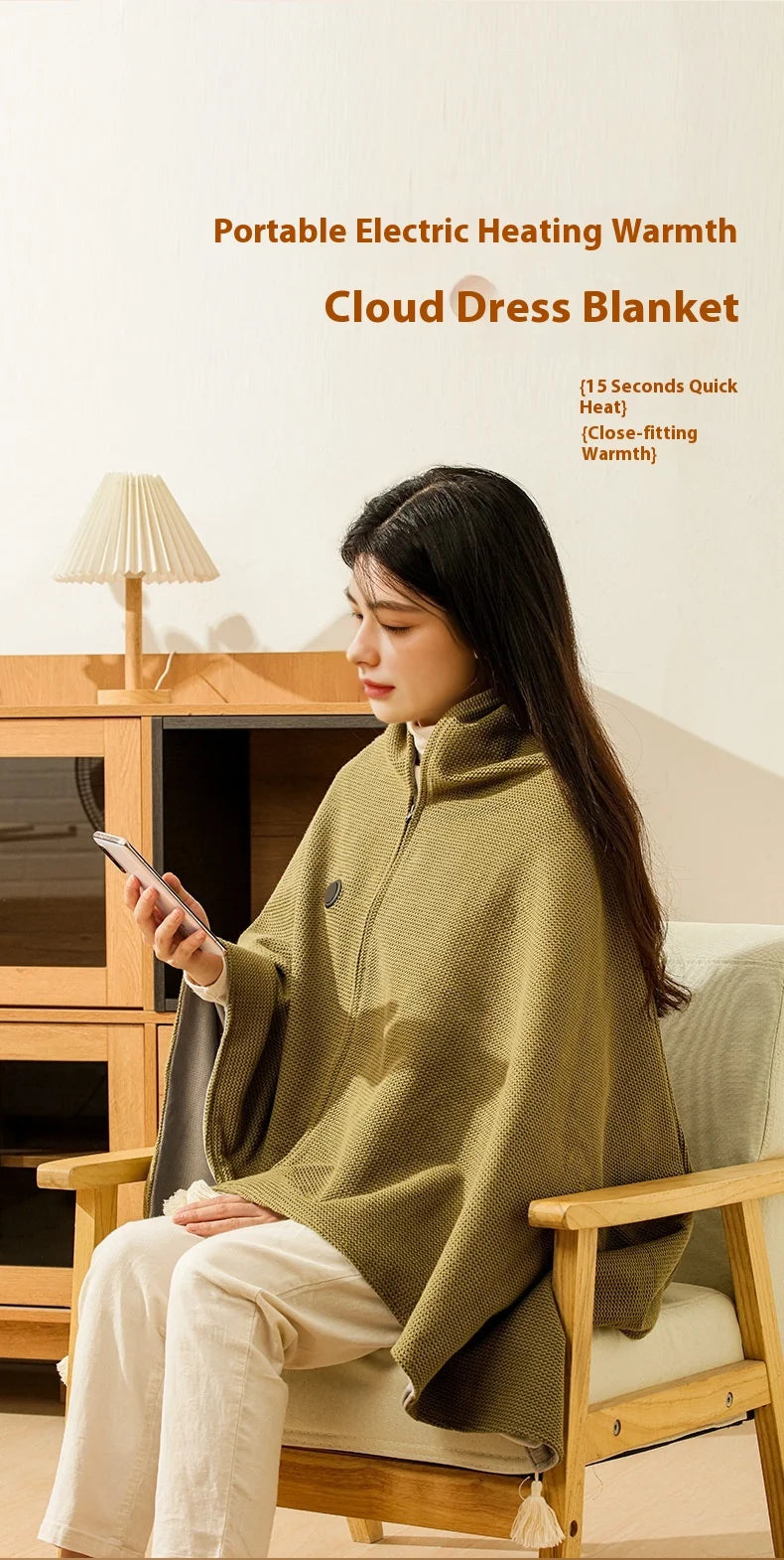 Portable USB Heated Wearable Blanket – 3 Heat Levels