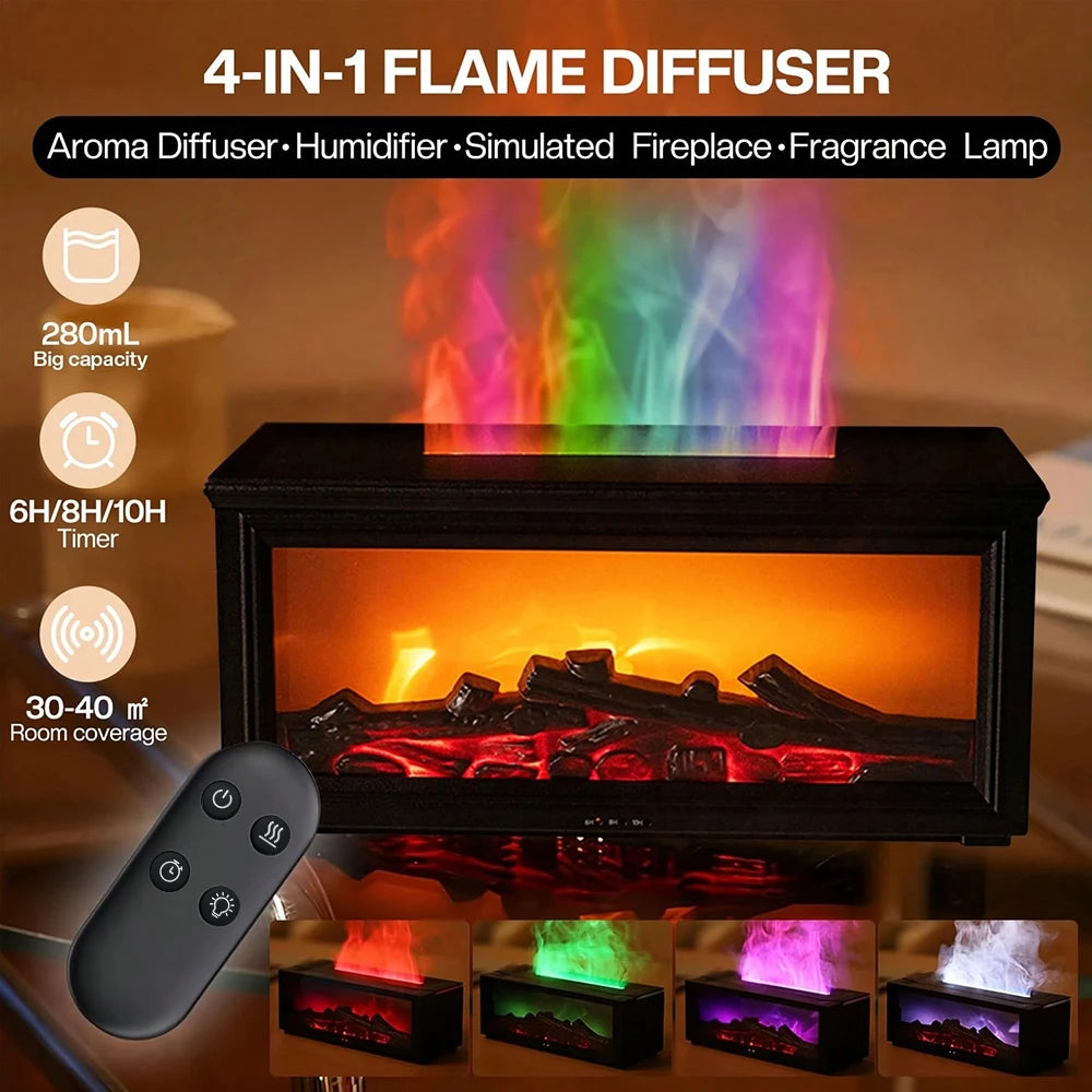 Flame Fireplace Aroma Diffuser – 7 Colors