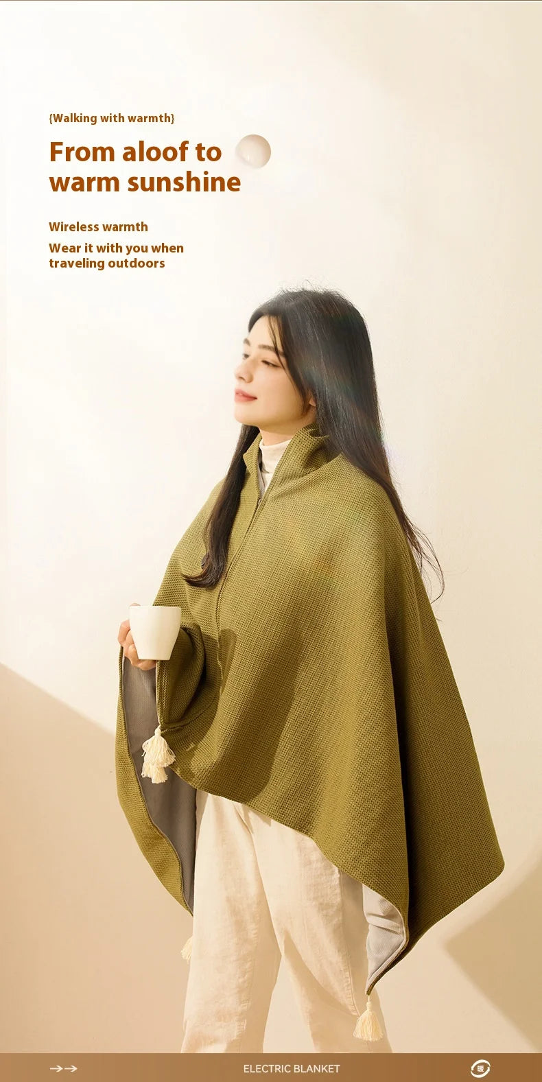 Portable USB Heated Wearable Blanket – 3 Heat Levels