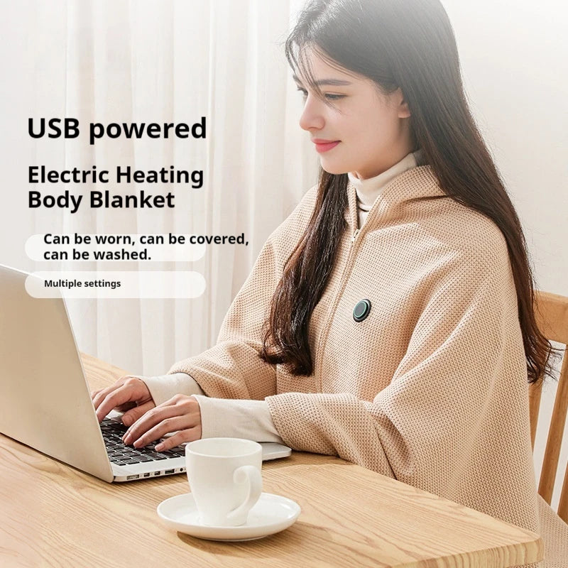 Portable USB Heated Wearable Blanket – 3 Heat Levels