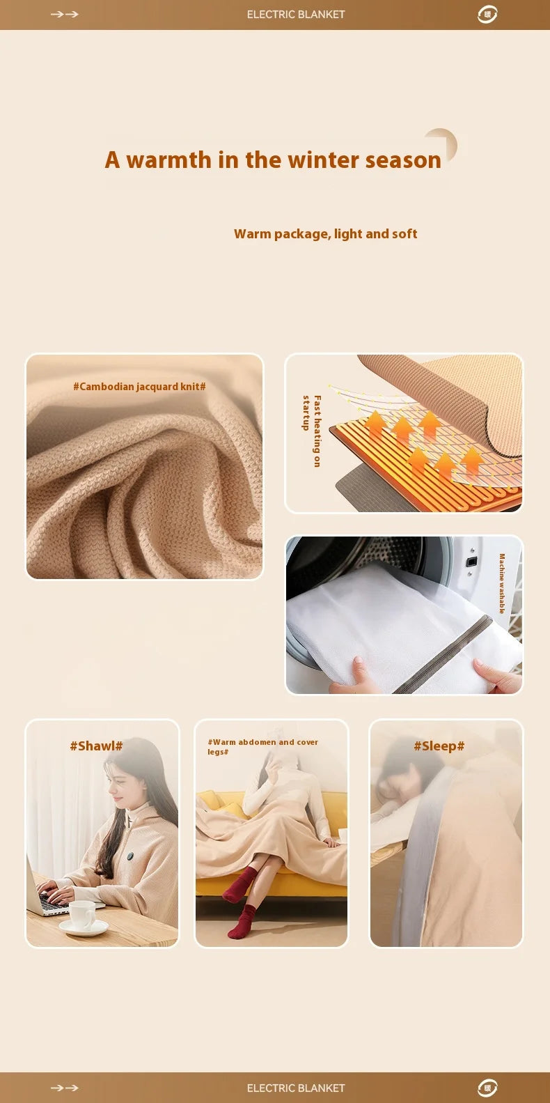 Portable USB Heated Wearable Blanket – 3 Heat Levels