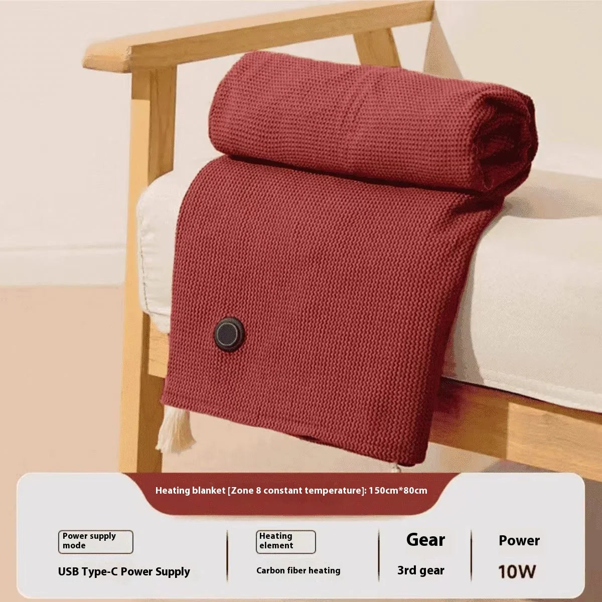 Portable USB Heated Wearable Blanket – 3 Heat Levels